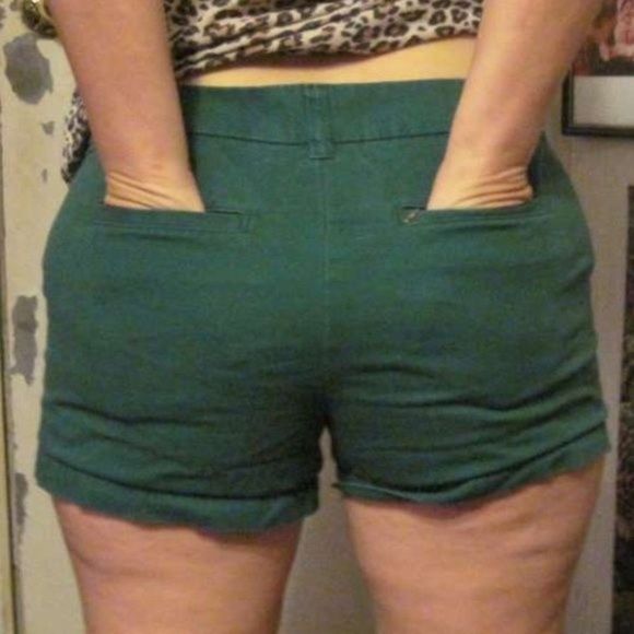 Merona 2 Solid Green Jean Shorts Short Lowrise 100% Cotton Pockets Plain Denim - Picture 5 of 10